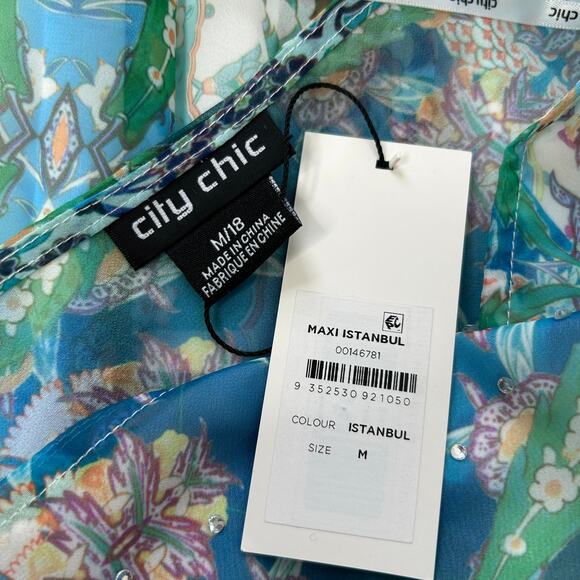 CITY CHIC Maxi Dress Womens 18 Rhinestone Boho Floral Party Wedding Date Church - Picture 9 of 11